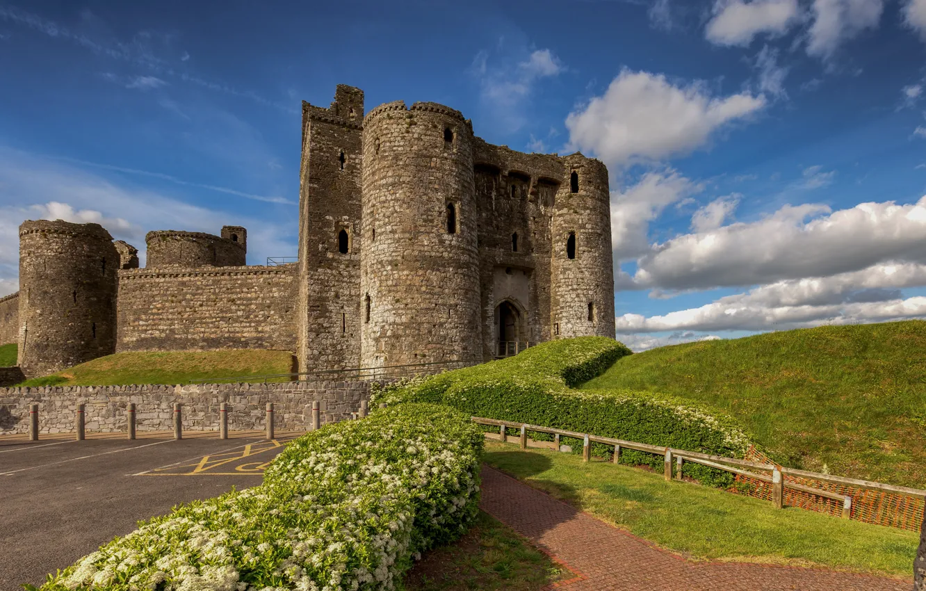 Photo wallpaper clouds, castle, fortress, Wales