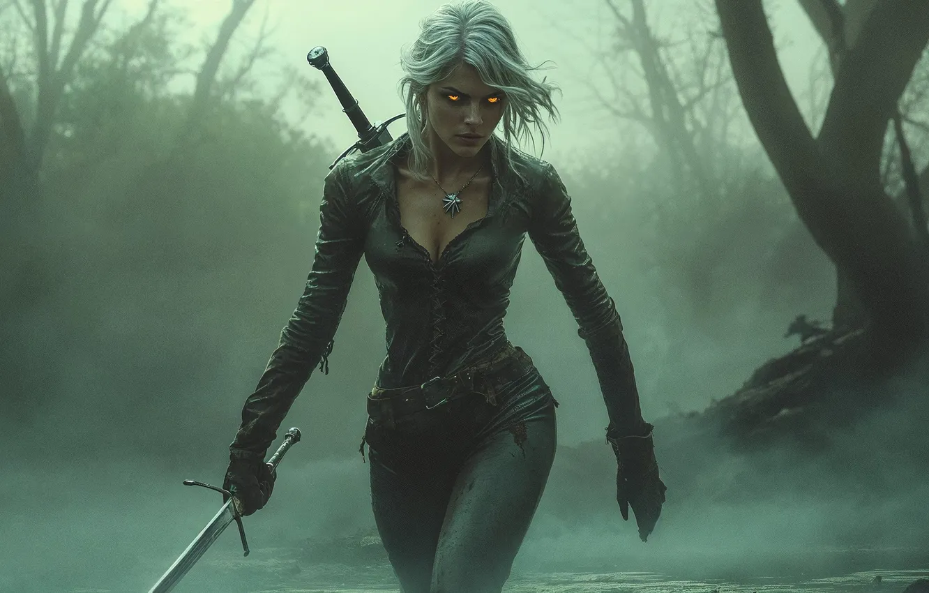 Photo wallpaper The Witcher, blonde, hunting, Women Outdoors