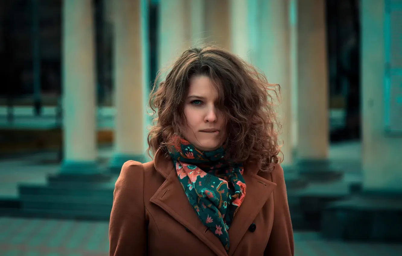 Photo wallpaper look, the city, portrait, coat, Krasnodar