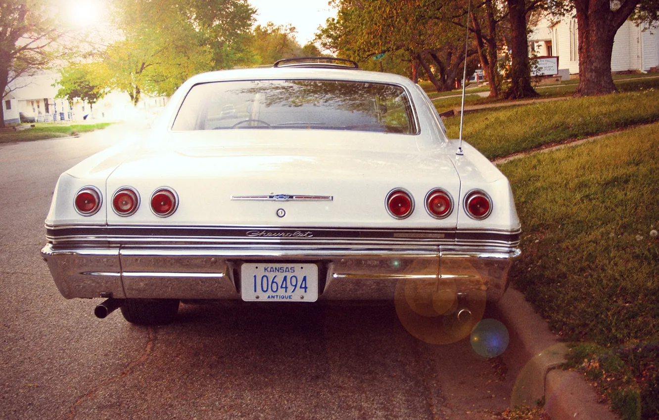 Photo wallpaper white, Chevrolet, Chevrolet, rarity, Antiques, Impala, retro