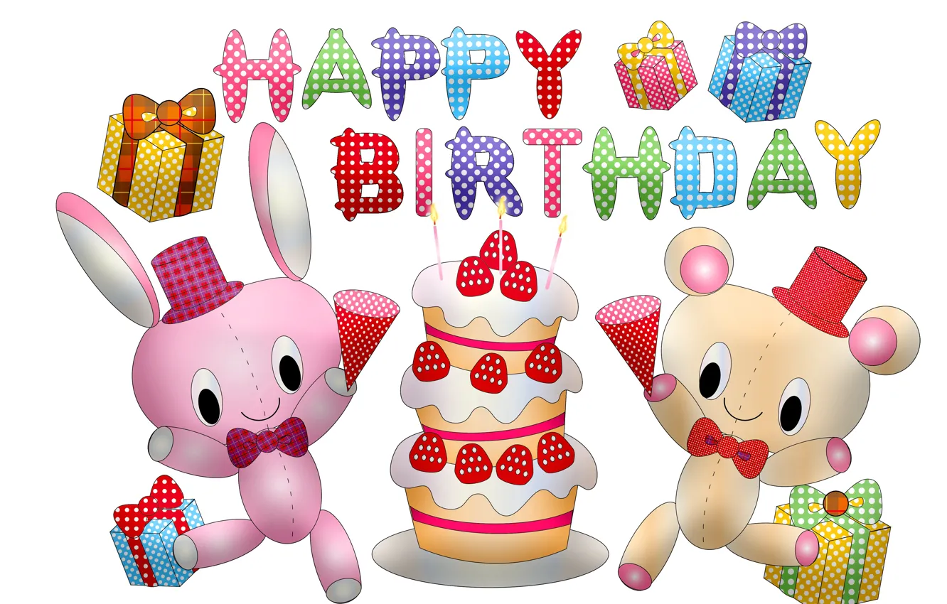 Photo wallpaper birthday, toy, cake