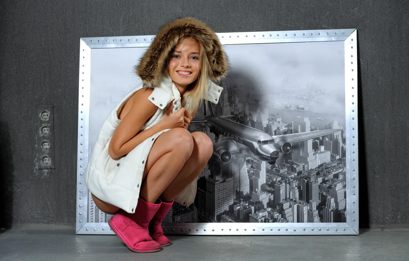 Photo wallpaper girl, sexy, beauty, jacket, Natalia Andreeva, UGG Boots