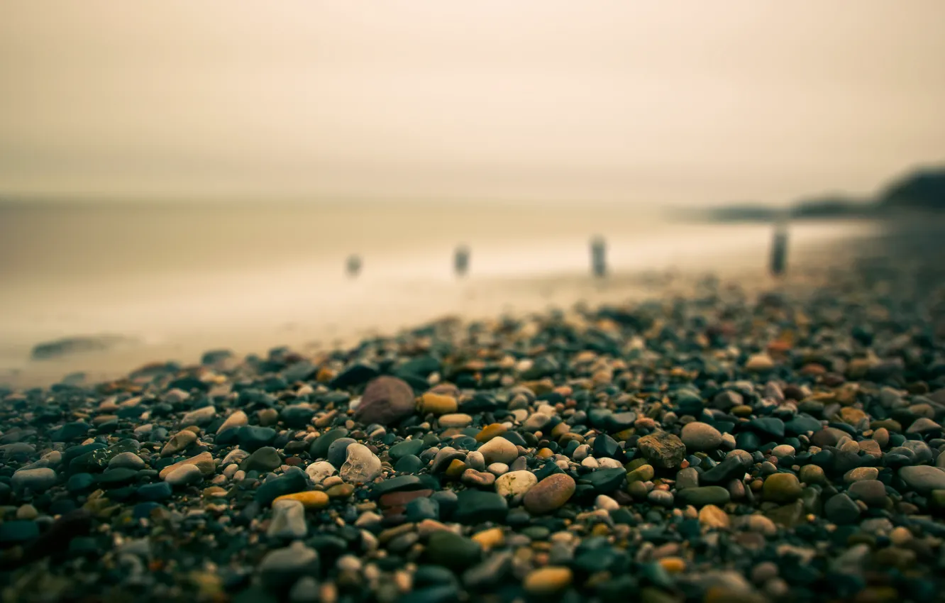 Photo wallpaper sea, stones, smooth