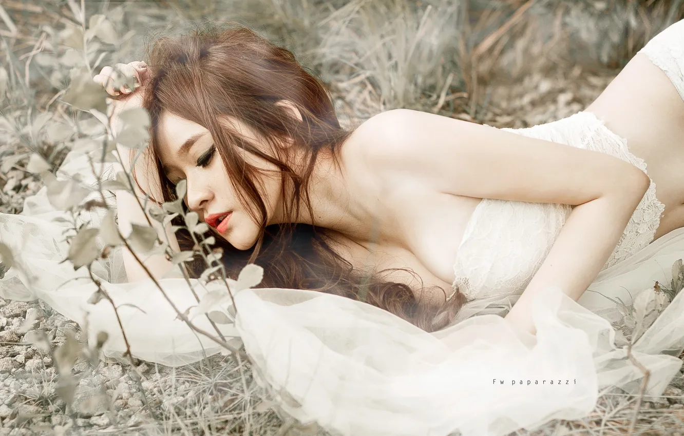 Photo wallpaper girl, background, Asian