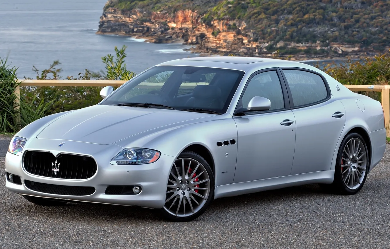Photo wallpaper sport, Maserati, Quattroporte, silver, sedan, Maserati, the front, Sport