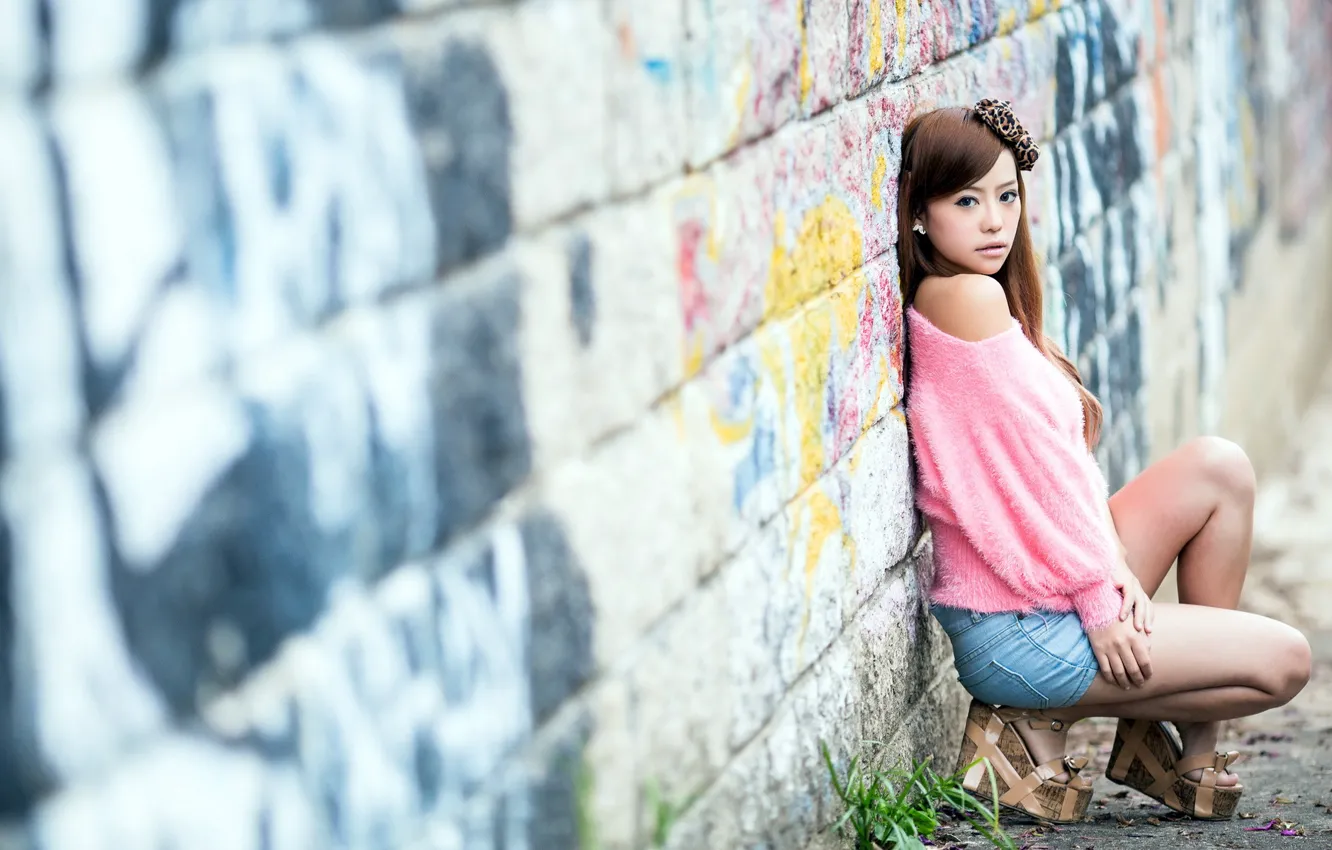 Photo wallpaper wall, mood, girl