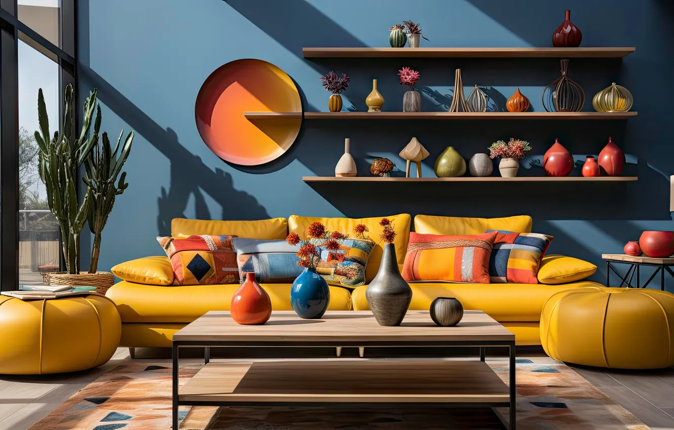 Photo wallpaper design, style, room, Villa, plant, interior, vase, the scenery