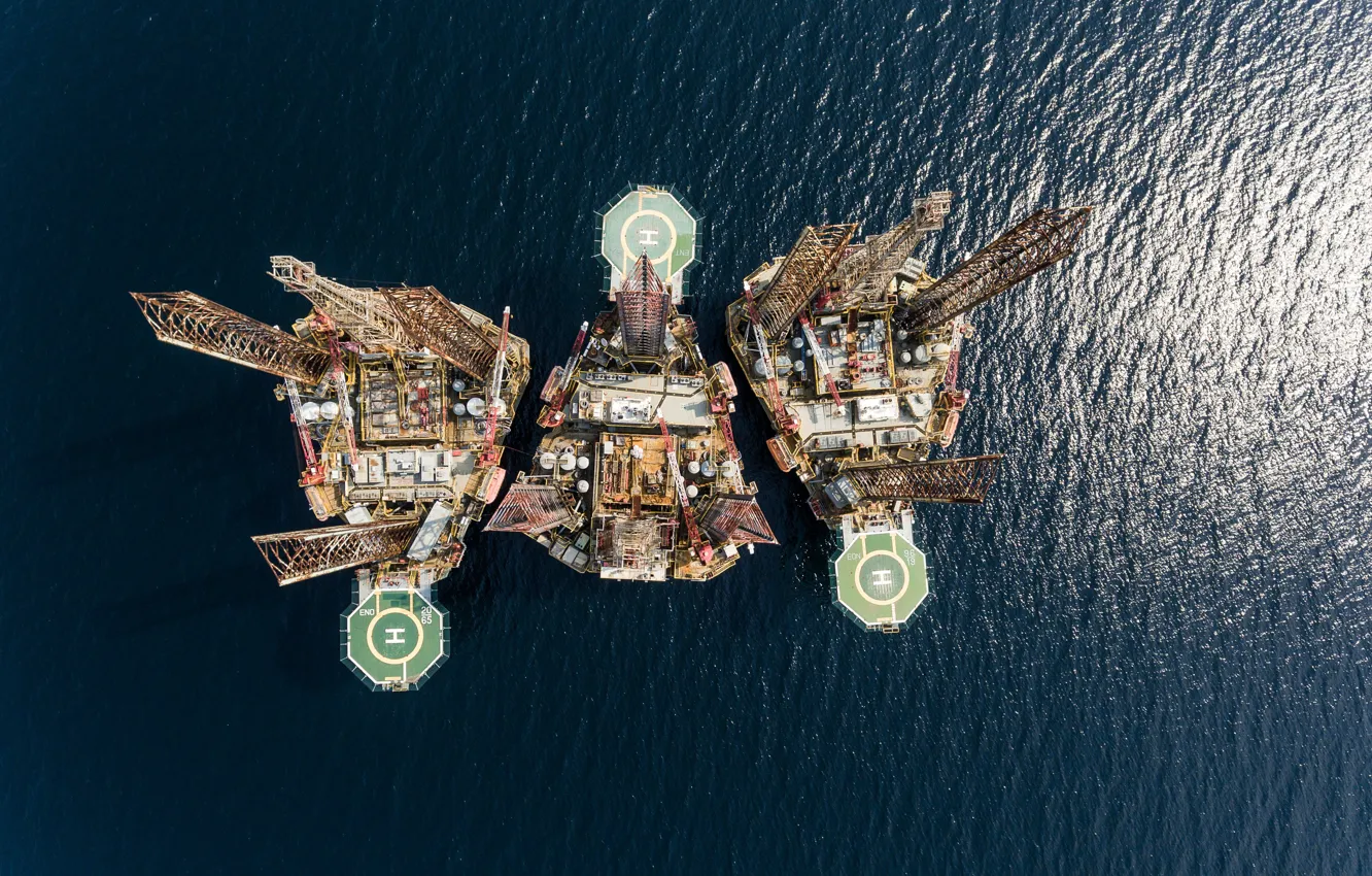 Photo wallpaper metal, ocean, extreme engineering, oil platform