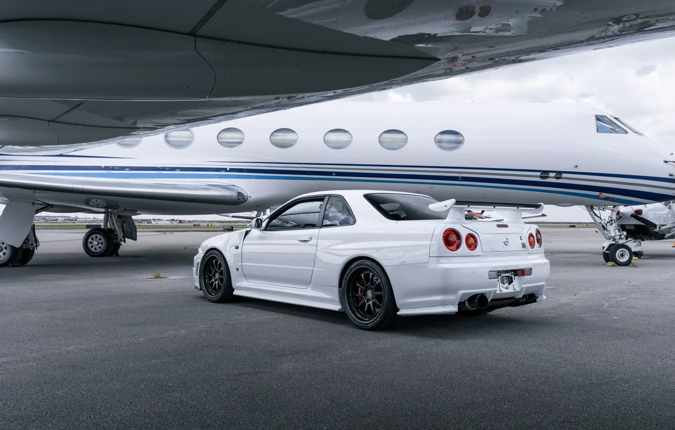 Photo wallpaper GT-R, R34, Spoiler, V-Spec