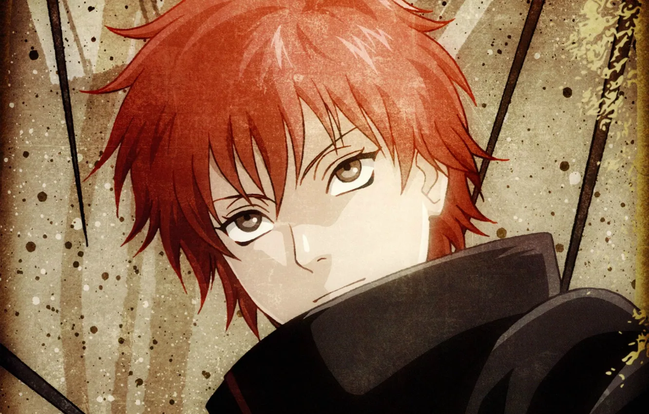 Photo wallpaper portrait, ninja, Akatsuki, red hair, Sasori, Naruto Shippuden, Naruto shippuuden, high collar