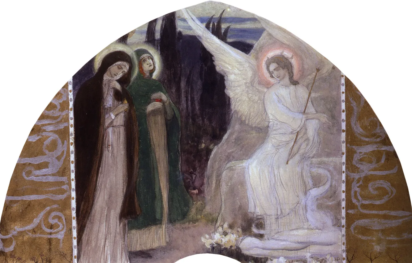 Photo wallpaper 1899-1900, Nesterov, Mikhail Vasilyevich, The Resurrection Of Christ, at the Holy sepulchre, Myrrh-bearing women