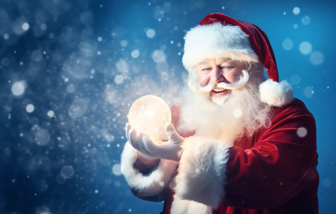 Photo wallpaper winter, look, light, snow, face, smile, magic, new year