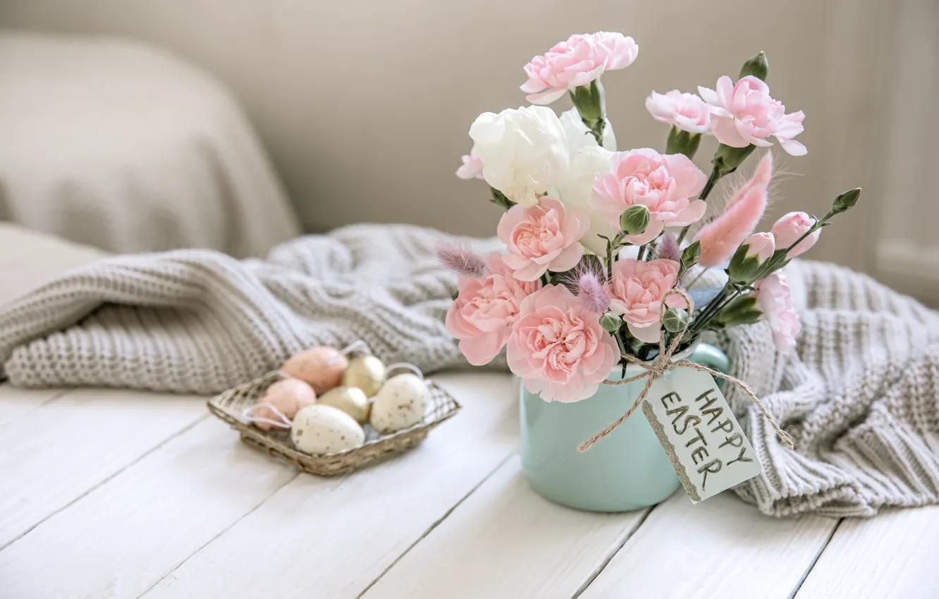 Photo wallpaper flowers, eggs, Easter, clove