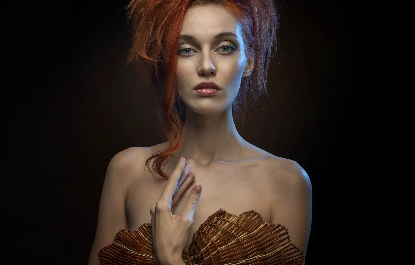 Photo wallpaper face, model, portrait, beauty, red hair, Pauline, beautiful woman