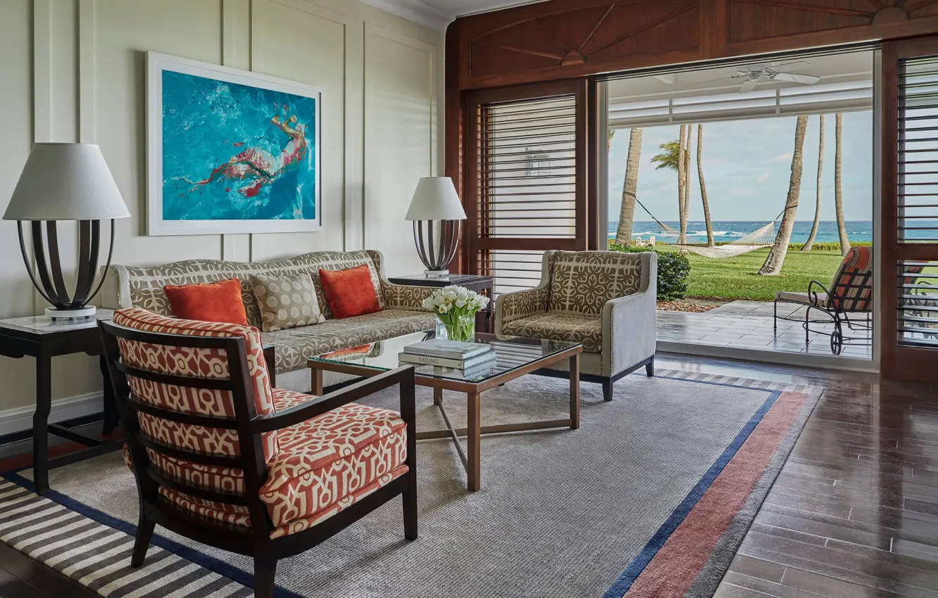 Photo wallpaper room, interior, living room, Bahamas Villa, Ocean Club Resort