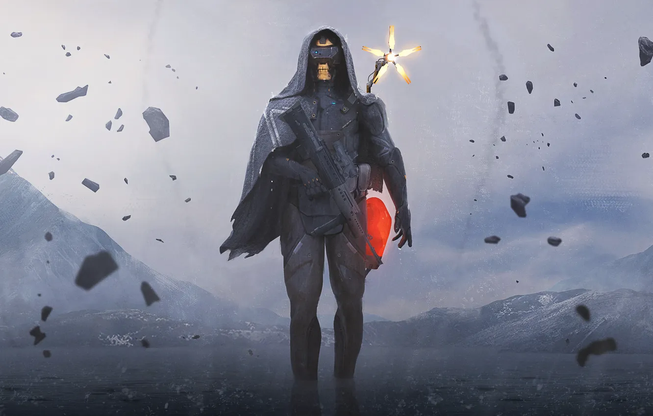 Photo wallpaper people, mask, machine, hood, art, fan art, Death Stranding