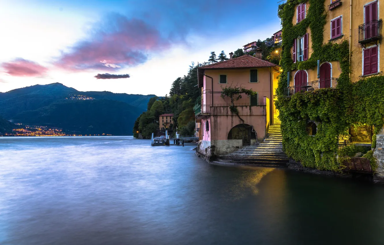 Photo wallpaper lake, home, Italy, Como, Nesso