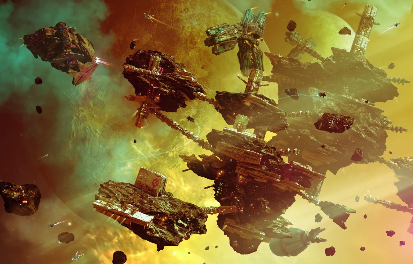 Photo wallpaper planet, station, Gateway, spacebase