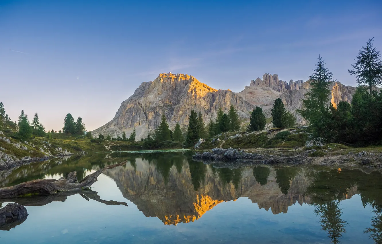 Photo wallpaper mountains, lake, reflection