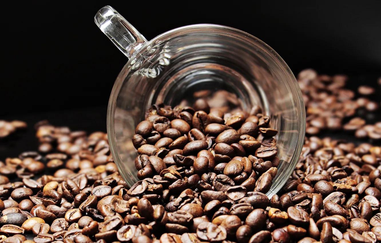 Photo wallpaper coffee, Cup, coffee beans