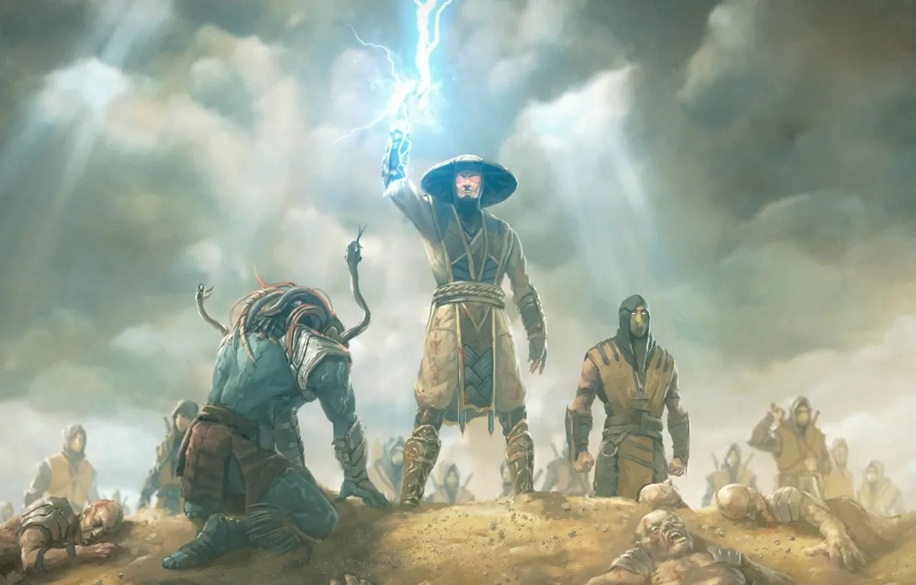 Photo wallpaper Mortal Kombat, raiden, warrior, Raiden, Mortal Kombat X, Kotal Kahn, MK X