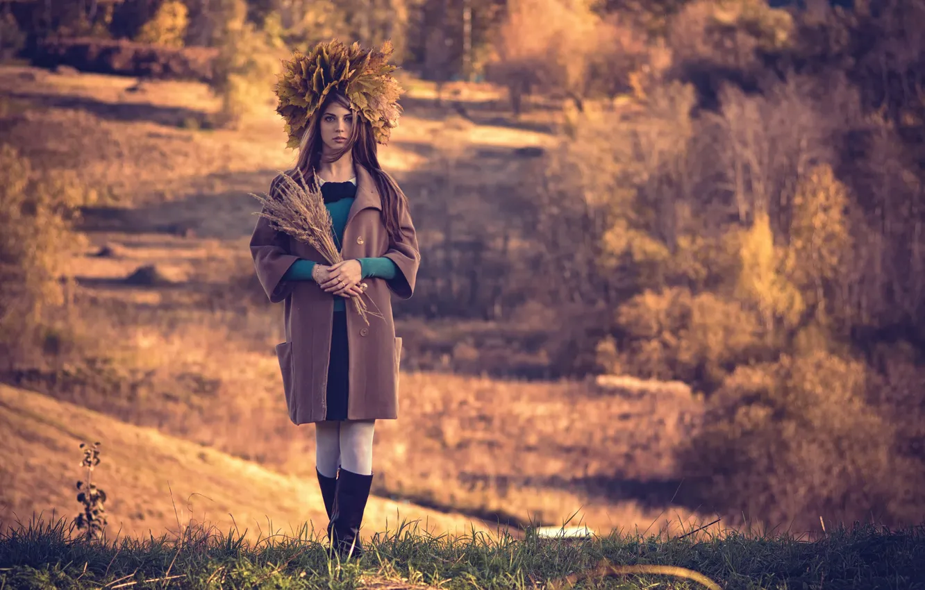 Photo wallpaper autumn, girl, gold, Russia