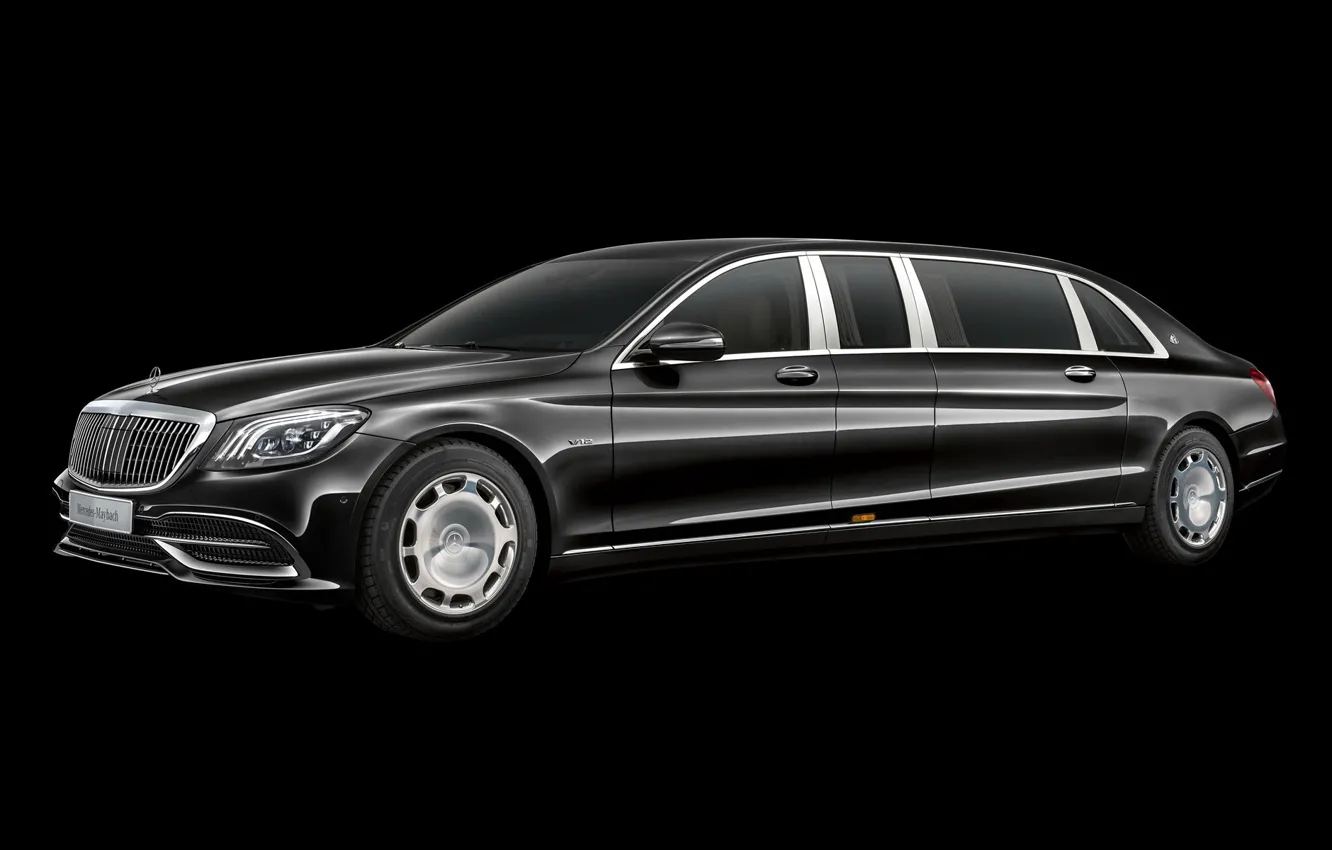 Photo wallpaper black background, Mercedes, luxury, Maybach, 2018, exterior, Pullman, S-Class