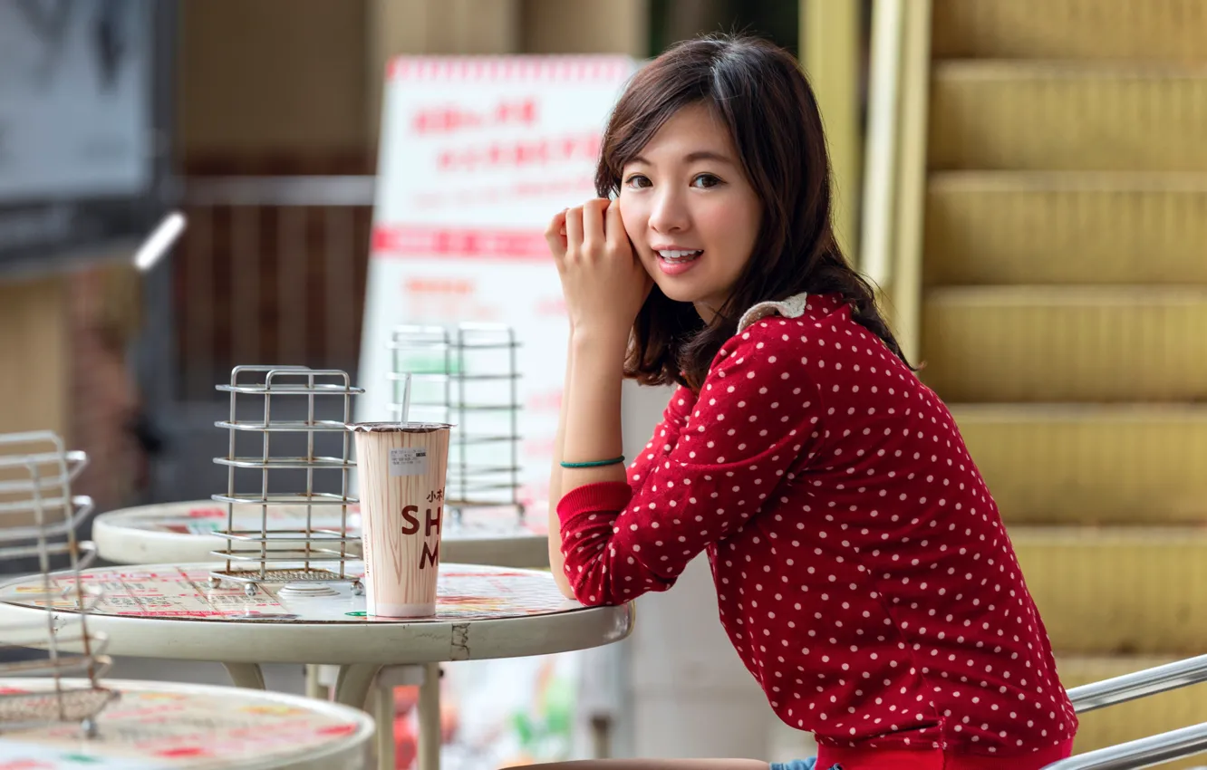 Photo wallpaper look, smile, Asian