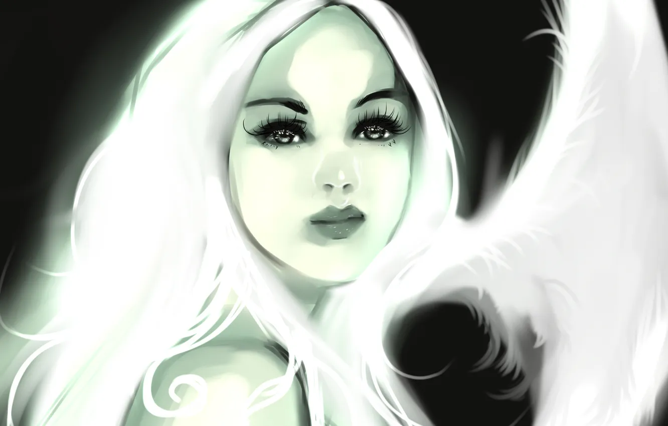 Photo wallpaper eyes, look, girl, face, eyelashes, background, art, lips