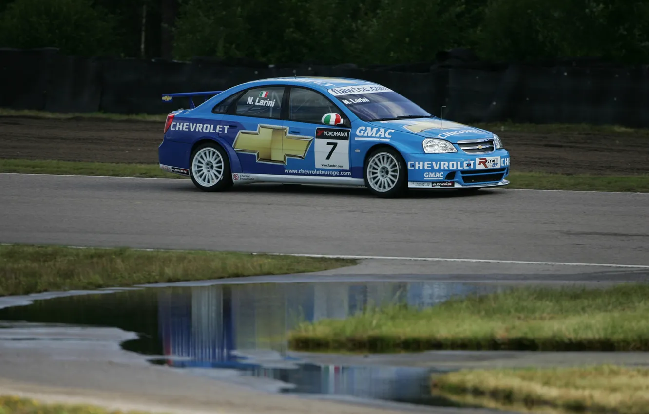 Photo wallpaper Chevrolet, puddle, WTCC, Lacetti