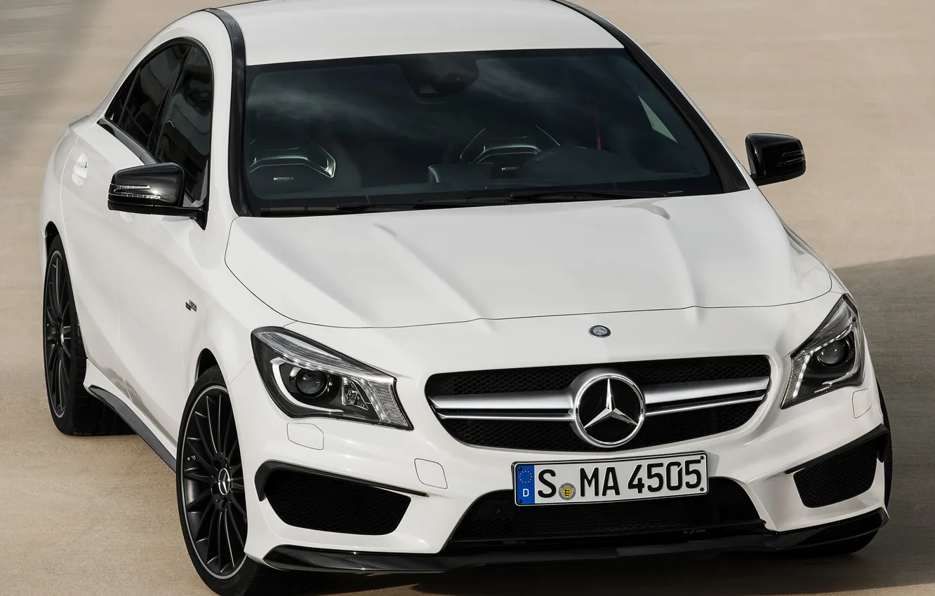 Photo wallpaper white, lights, Mercedes-Benz, Mercedes, AMG, the front, CLA