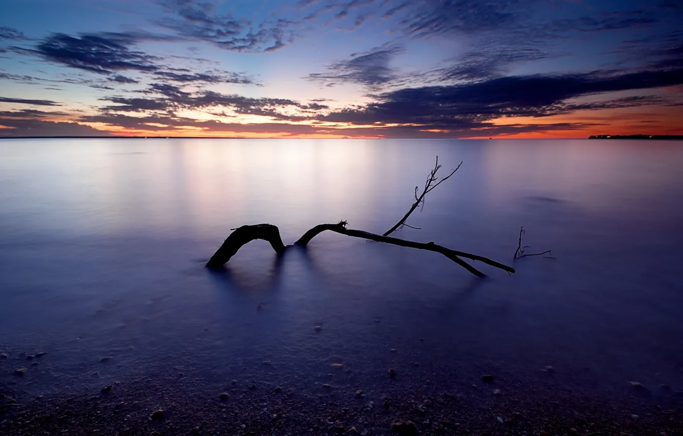 Photo wallpaper sea, landscape, night