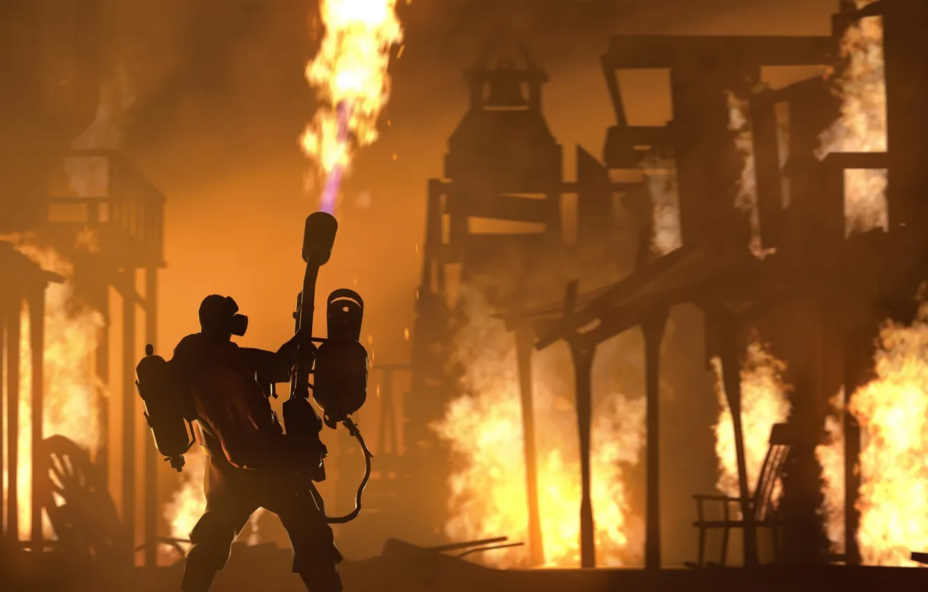 Photo wallpaper fire, Valve, Team Fortress 2, Pyro, Pyro, Piro