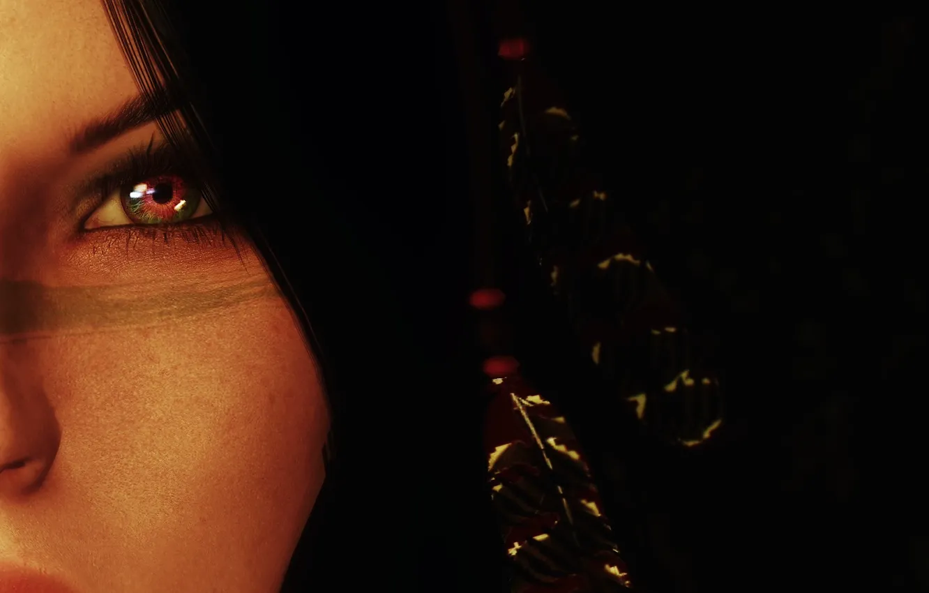 Photo wallpaper look, girl, face, rendering