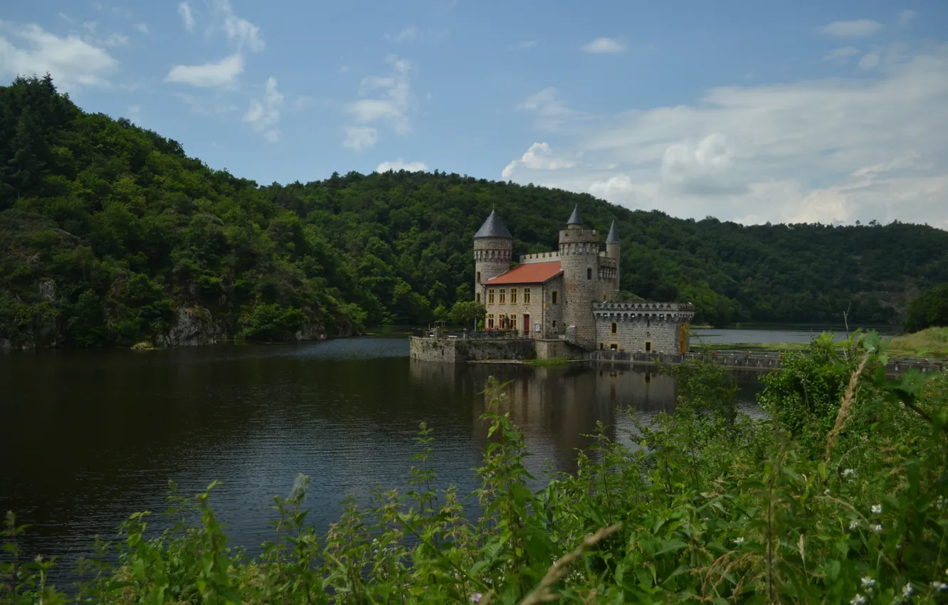 Photo wallpaper nature, lake, castle, France, nature, France, lake, castle