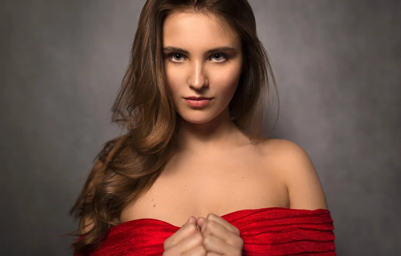 Photo wallpaper look, background, model, portrait, makeup, hairstyle, brown hair, is