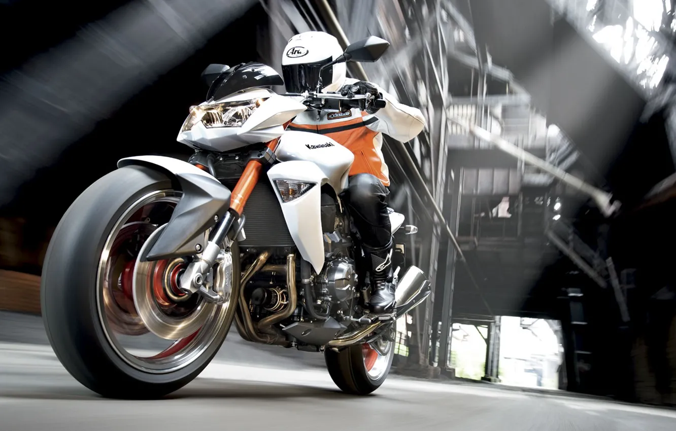 Photo wallpaper speed, blur, motorcycle, kawasaki z1000