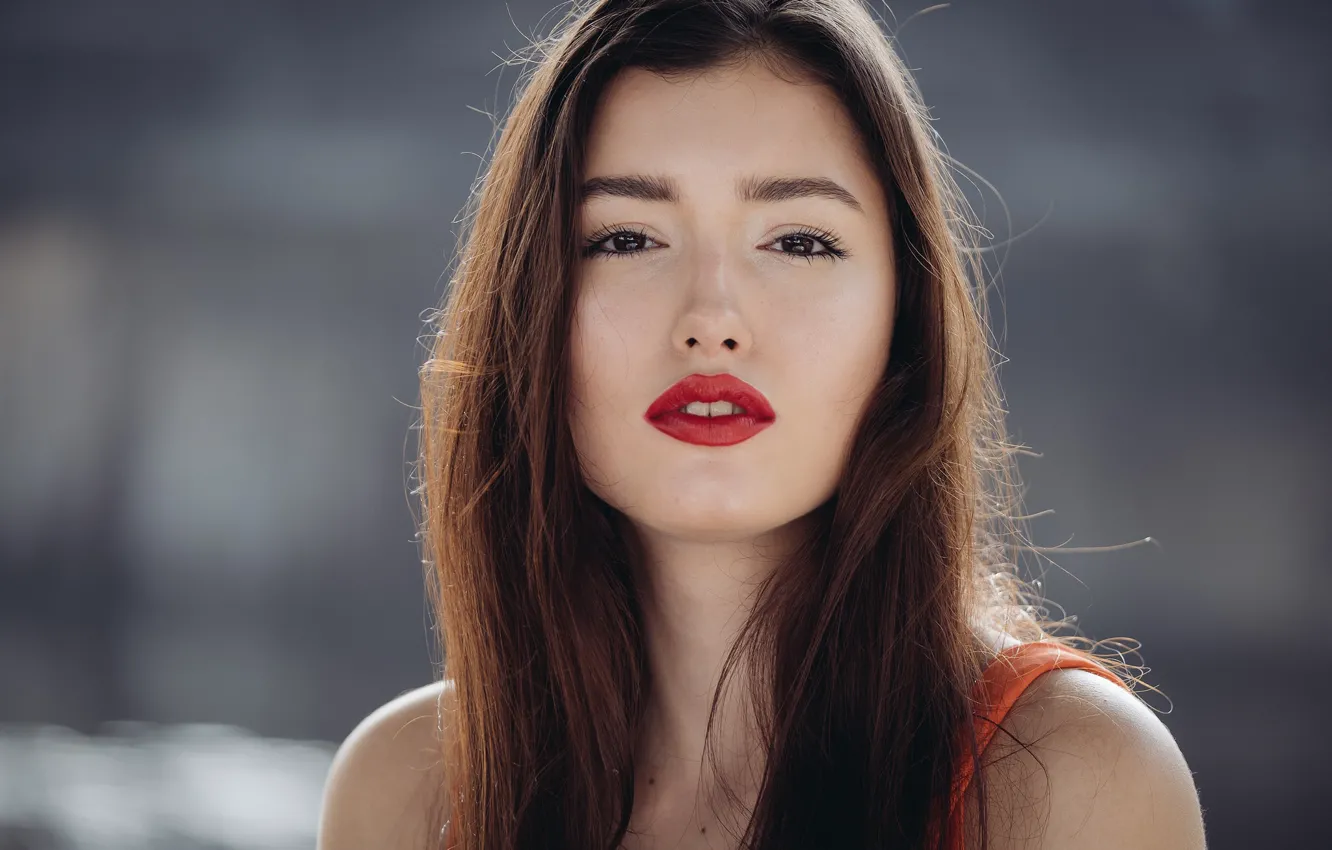 Photo wallpaper face, model, hair, lipstick, Anna