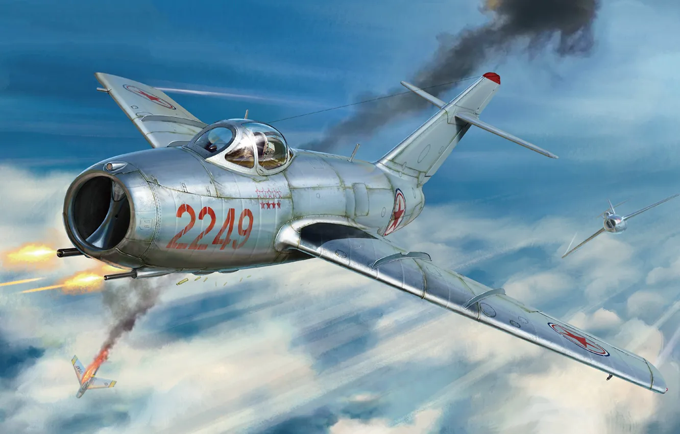 Photo wallpaper fighter, China, Fagot, The DPRK, MiG-15bis, The Korean War