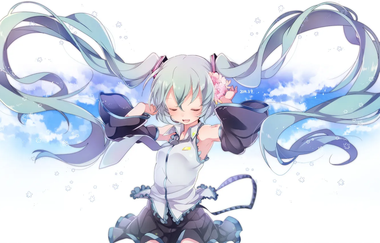 Photo wallpaper girl, anime, art, vocaloid, hatsune miku, upscale, munemiu, umiko