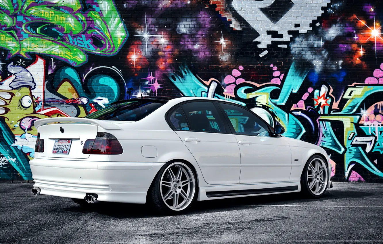 Photo wallpaper graffiti, tuning, bmw, BMW, car, sedan, 3 series
