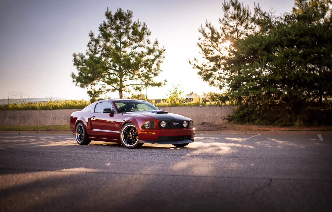 Photo wallpaper Ford, mustang, red, gt, 2005-09