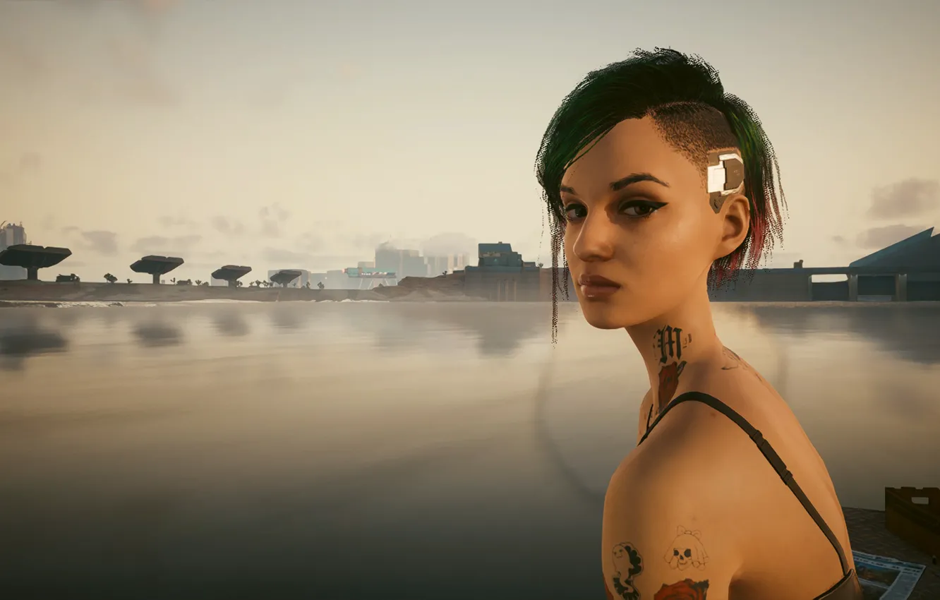 Photo wallpaper cyberpunk, art, wallpapers, Cyberpunk 2077, Judy, Judy Alvarez