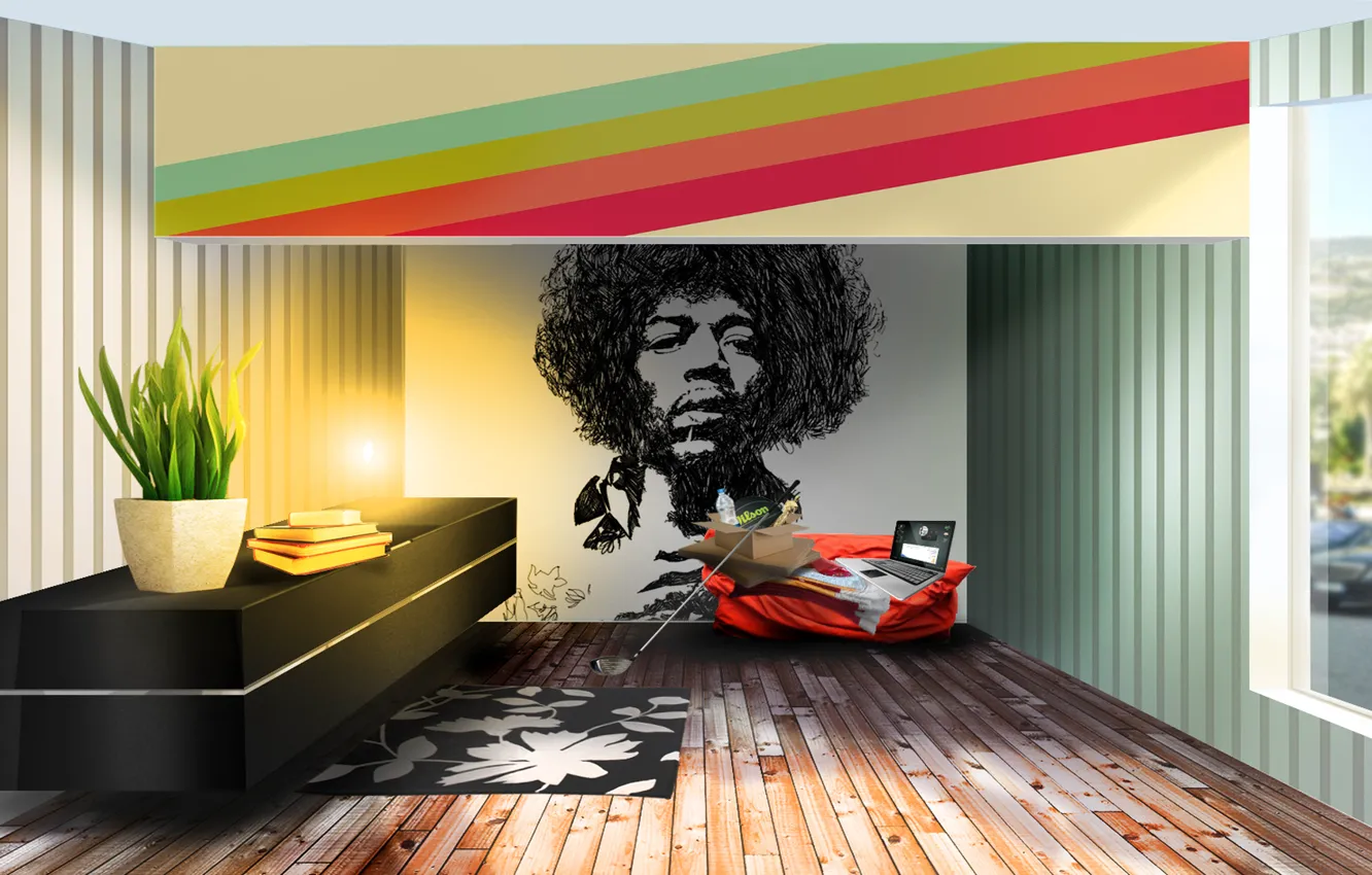 Photo wallpaper room, interior, window, Hendricks