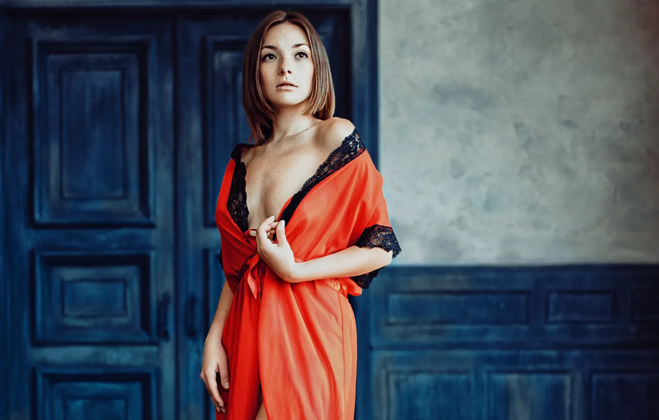 Photo wallpaper look, girl, model, beauty, Bathrobe, George Chernyadev, Olga Kobzar, Kobzar, Which