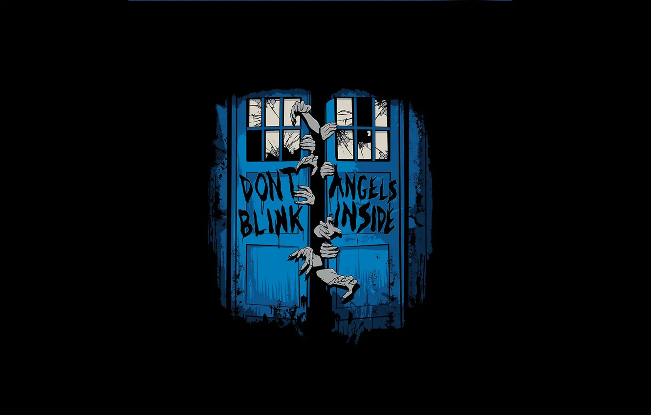 Photo wallpaper cracked, Windows, hands, door, booth, black background, Doctor Who, Doctor Who