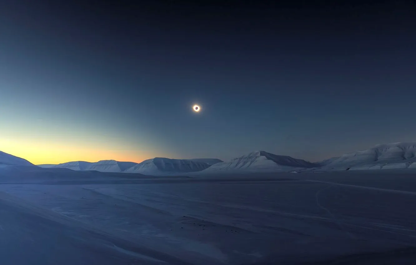 Photo wallpaper winter, snow, Eclipse, Antarctica