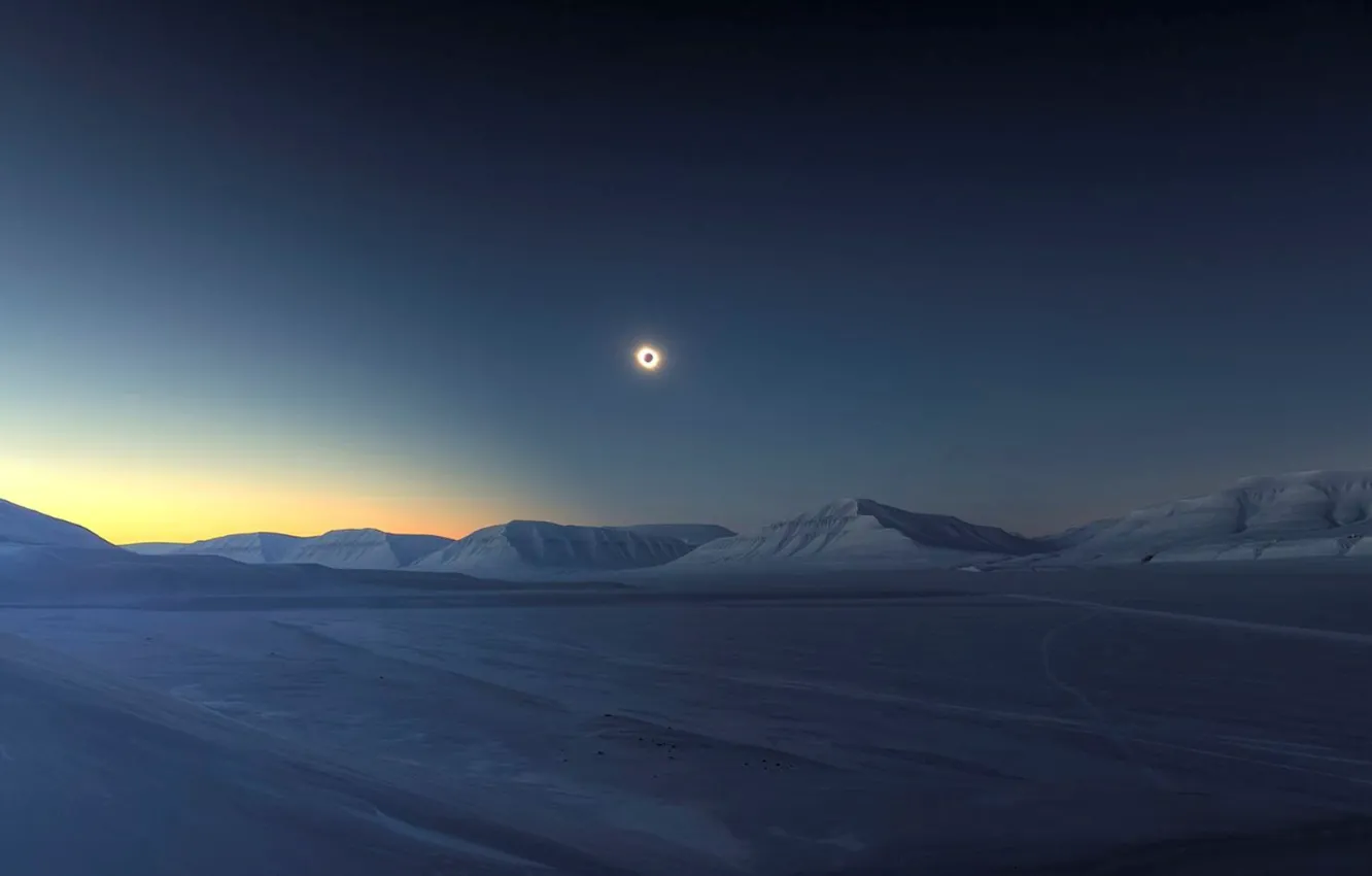 Photo wallpaper winter, snow, Antarctica, Eclipse