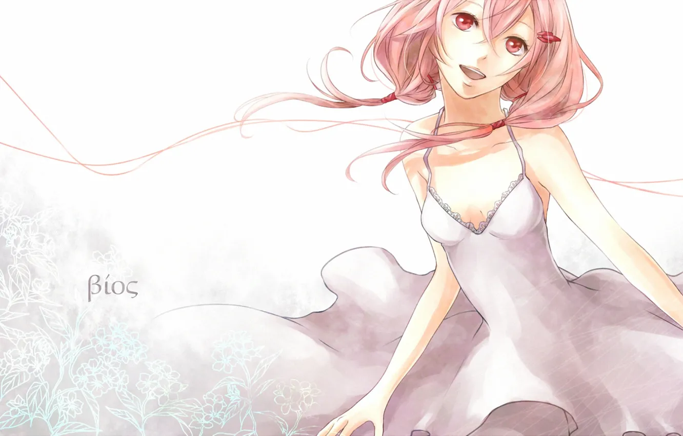 Photo wallpaper girl, background, dress, art, guilty crown, pink hair, inori yuzuriha, yoma