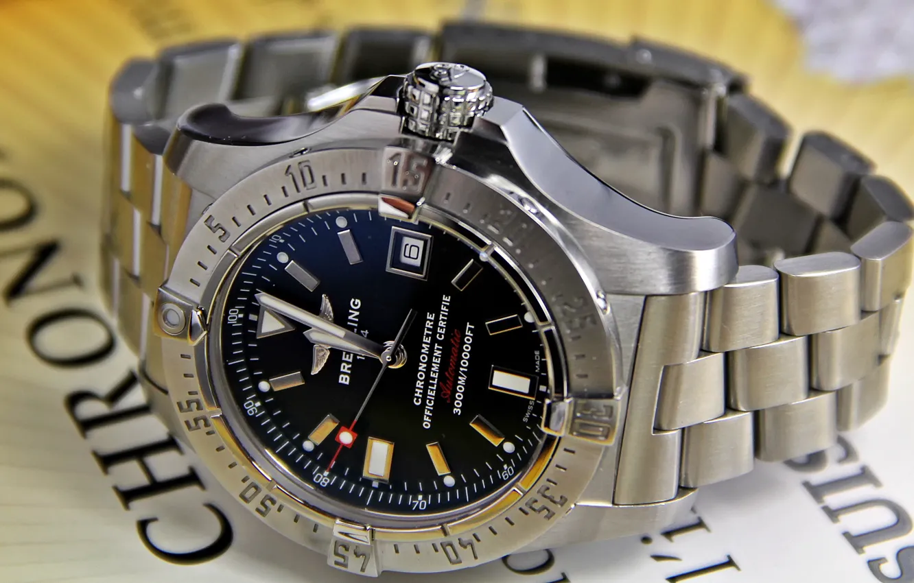 Photo wallpaper time, watch, clock, Breitling, Breitling Avenger Seawolf